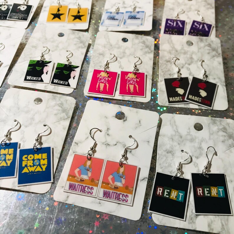 Broadway Earrings Musical Earrings, Musical Theatre, Hamilton, Waitress