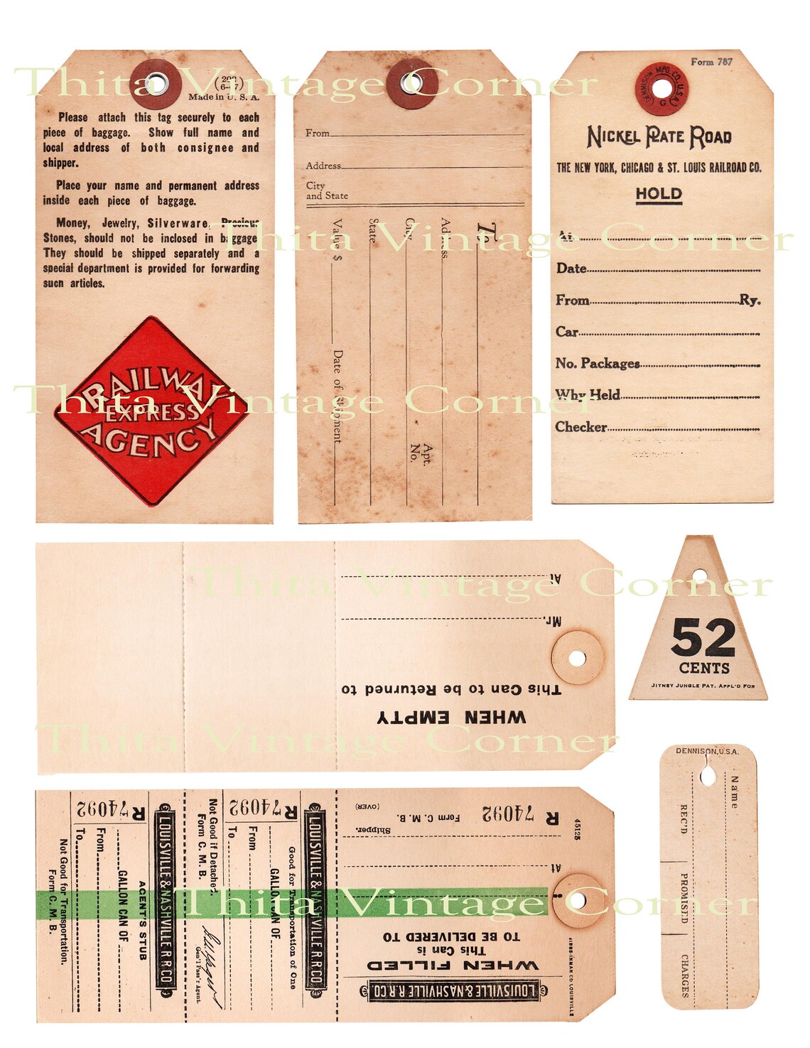 Printable Vintage Tags Digital download Etsy