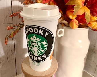 Spooky Vibes Coffee Starbucks Hot Grande Reusable Cup