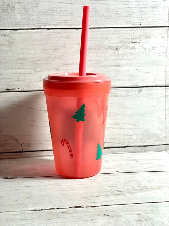 Kids Grinch Cindy Lou Who Reusable Cup With Straw and Lid 