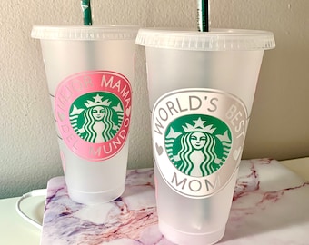 Worlds Best Mom Reusable Venti Starbucks cup Tumbler Spanish or English