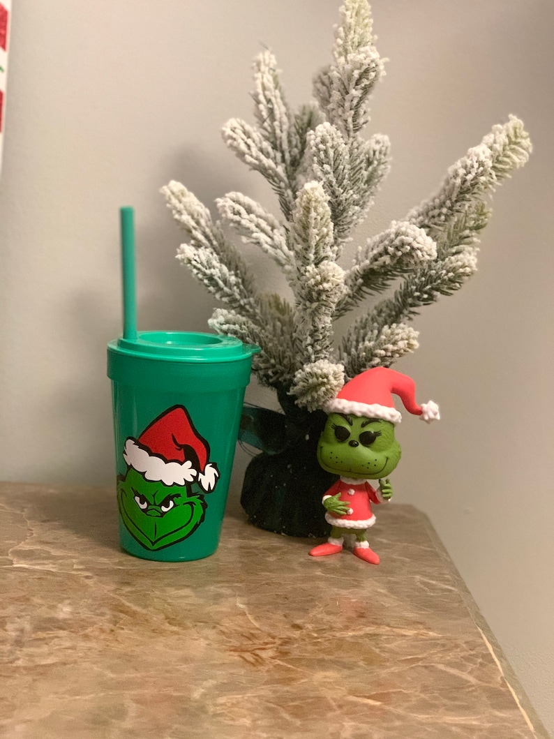 Kids Grinch Reusable Cup With Straw and Lid Etsy