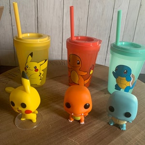 ¡Vaso de copa Pokemon reutilizable para niños o adultos Squirtle/Pikachu/Charmander Elección de 1!