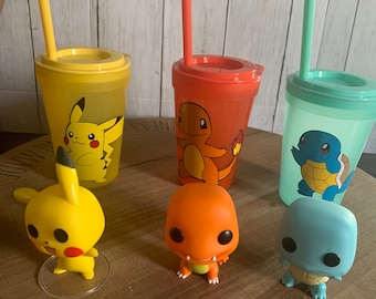 子供または大人の再利用可能なポケモンカップタンブラー、ゼニガメ/ピカチュウ/ヒトカゲの中から1つをお選びください。