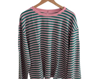 Överdimensionerad randig t-shirt i sjömansstil – Randig topp för kvinnor