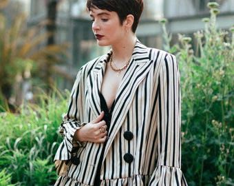 Vintage Chantal Thomass Striped Jacket: 1993 Paris Designer