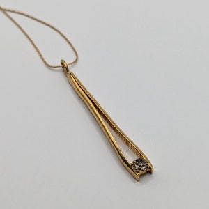 RARE vintage 1970 french Brucelle gold pendant with bright zircon