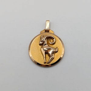 RARE vintage locket vermeil fix gold Zodiac sign Capricorne