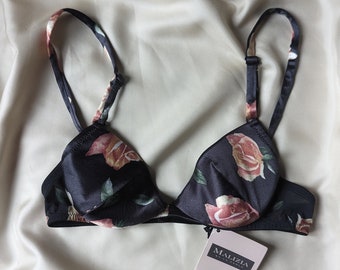 Soutien-gorge vintage Malizia by La Perla DEADSTOCK satiné à imprimé roses 32