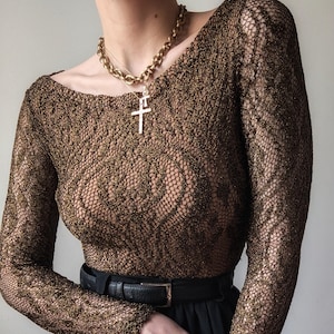 SUPER RAR Ritmo di Perla vintage Lurex Body Tattoo-Effekt XXS/s