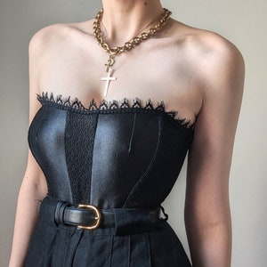ARCHIVE La Perla 2014 black lace and silk mini cropped corset 34