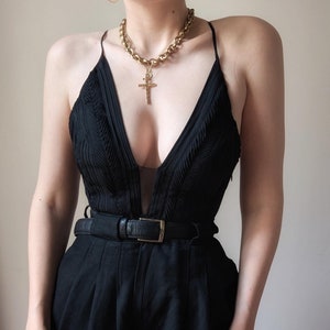 DEADSTOCK 2014 La Perla black silk pleated bustier gothic 32/34