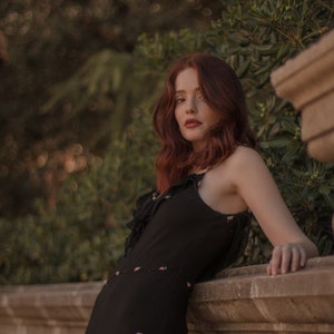 SUPER RARE vintage Luisa Spagnolli chiffon silk evening gown roses embroidery M