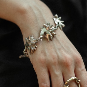 SUPER RARE Vintage 1990s Biche de Bere brutalist bracelet with pointed hedgehogs wearable art