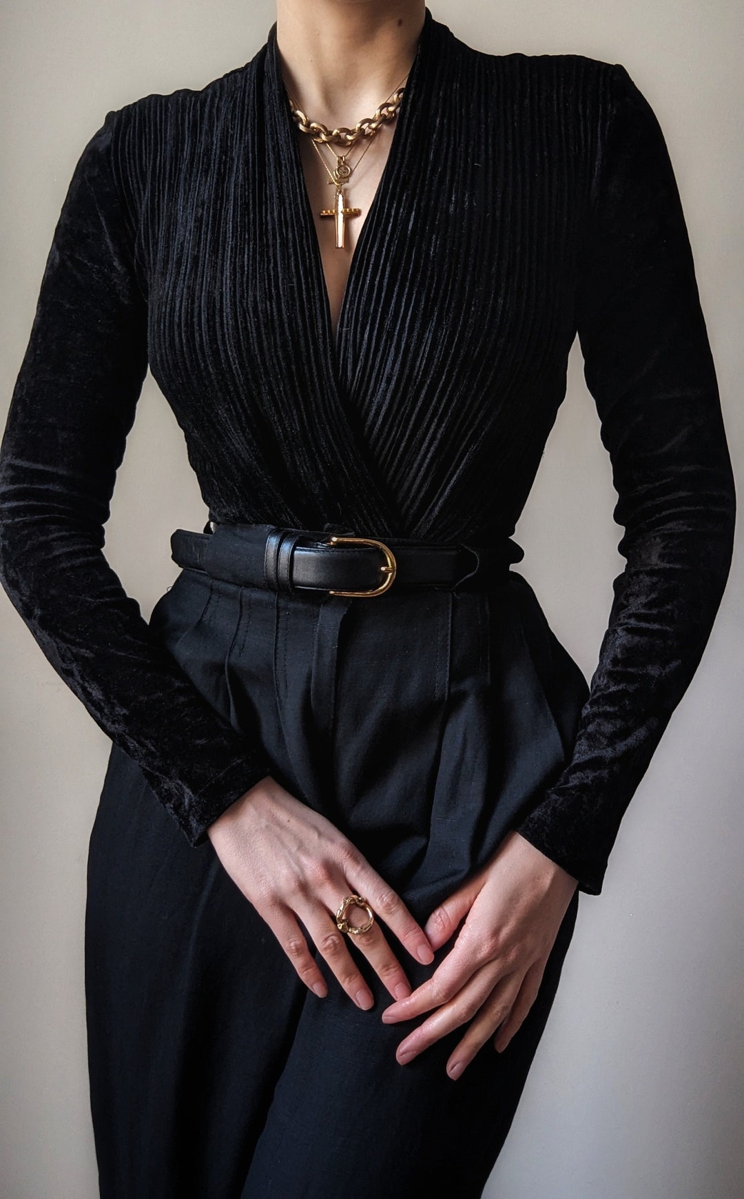 RARE Vintage Vampire Black Velvet Pleated Bodysuit Lejaby French S - Etsy