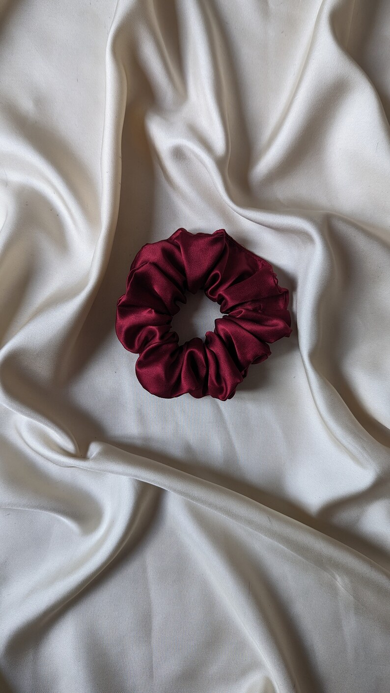 Handmade vintage satin silk vampire blood red cloud scrunchie image 7