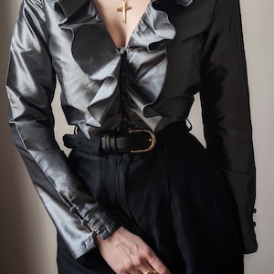 RARE Pure Taffeta Silk Silver Ruffles Romantic Shirt - Etsy