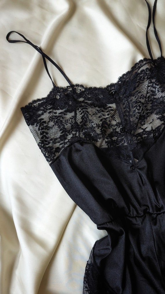 RARE vintage Lejaby Paris black lace bodysuit tra… - image 6