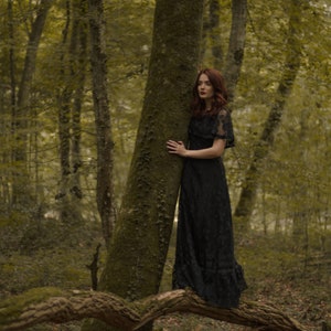 Vintage Handmade French Lace Dress: Romantic Goth XS/S