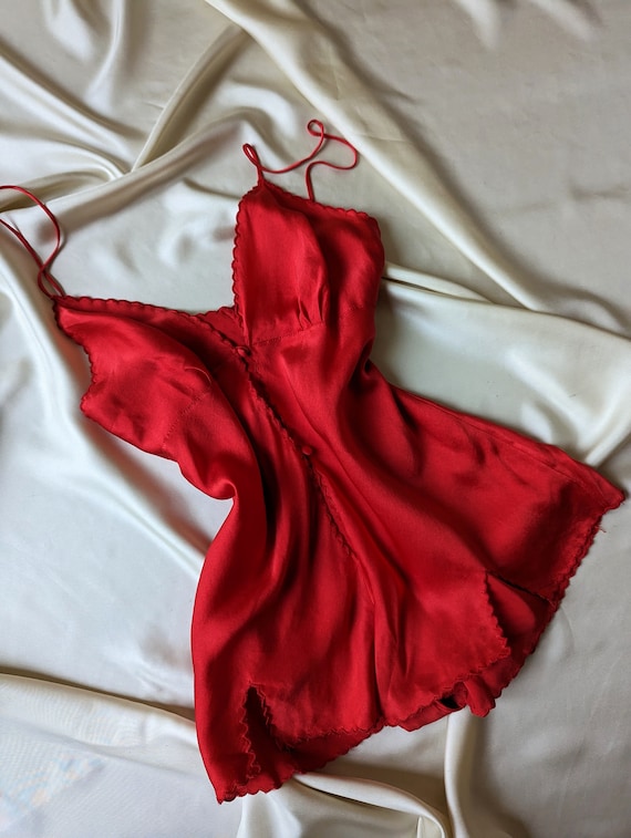 SUPER RARE pure silk passion red vintage body bab… - image 7