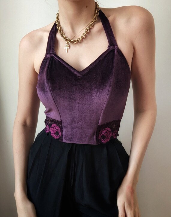 RARE french bustier vintage Aubade purple and lace ve… Gem