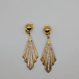 RARE vintage 80&#39;s clip on earrings Art Deco inspired glamour with rhinestones