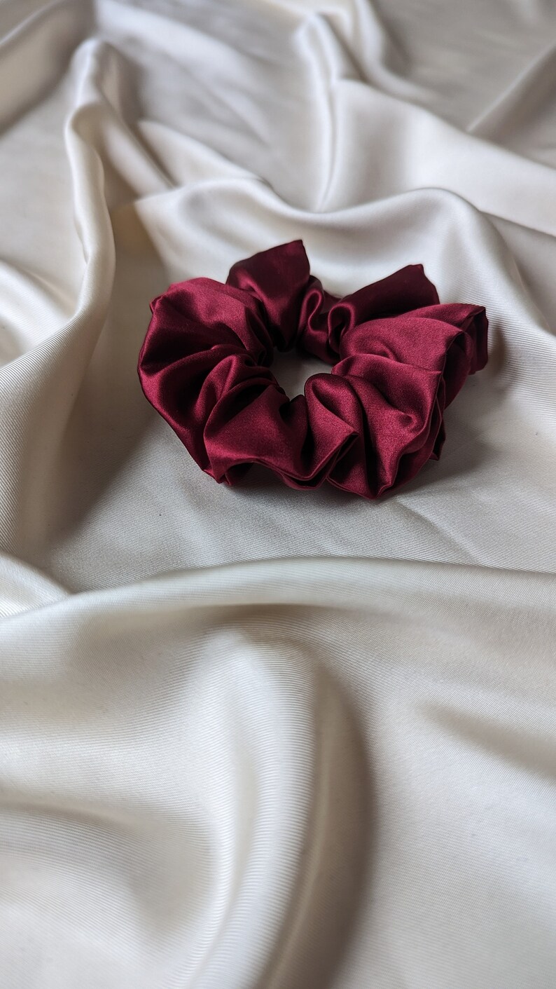 Handmade vintage satin silk vampire blood red cloud scrunchie image 4