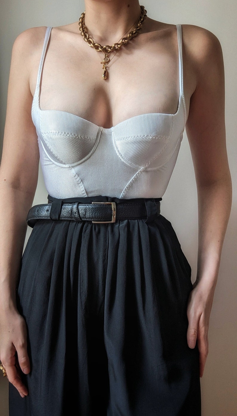 DEADSTOCK rare Malizia La Perla bustier blanc satiné 1990 32 image 1