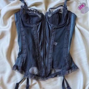 DEADSTOCK vintage 1990 Lou Paris Spitzen Korsett Strumpfhalter Gürtel 32B