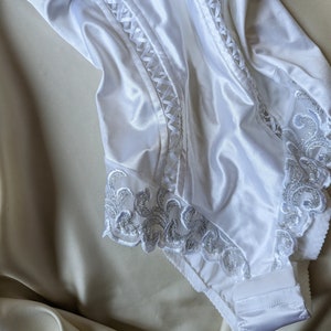DEADSTOCK vintage bride bodysuit satin white lingerie lace 32B image 8