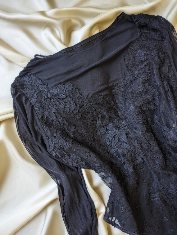 RARE vintage black bodysuit Malizia La Perla goth… - image 8
