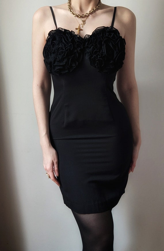 COLLECTOR Ray Costarella Vintage Black Silk Mini Dress Flowers XS - Etsy