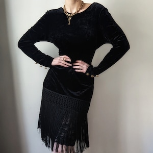 SUPER RARE luxury Ritmo di Perla black velvet dress dress backless M/L