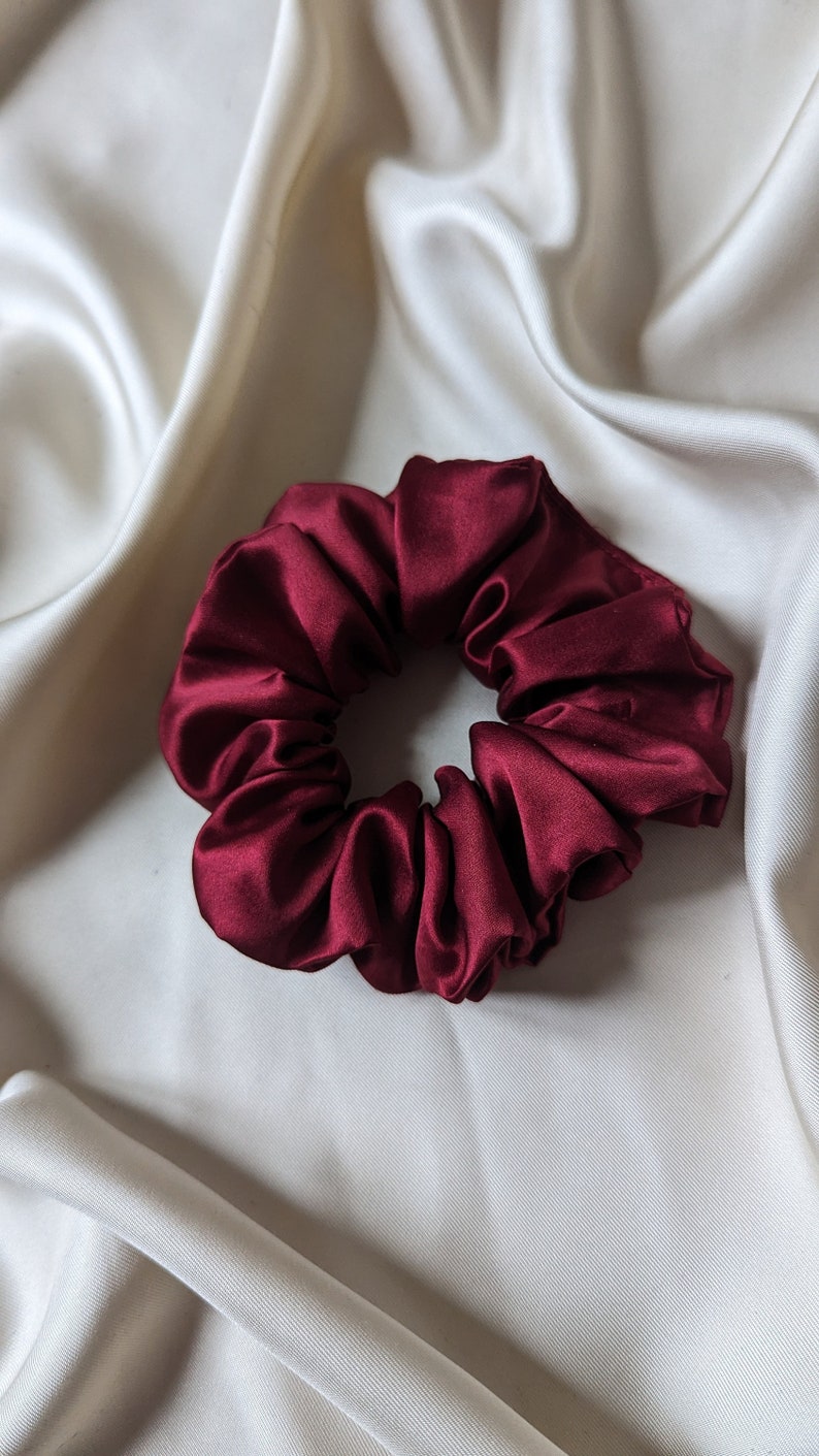 Handmade vintage satin silk vampire blood red cloud scrunchie image 6