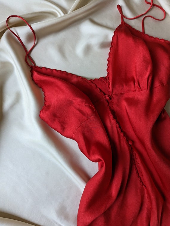 SUPER RARE pure silk passion red vintage body bab… - image 9
