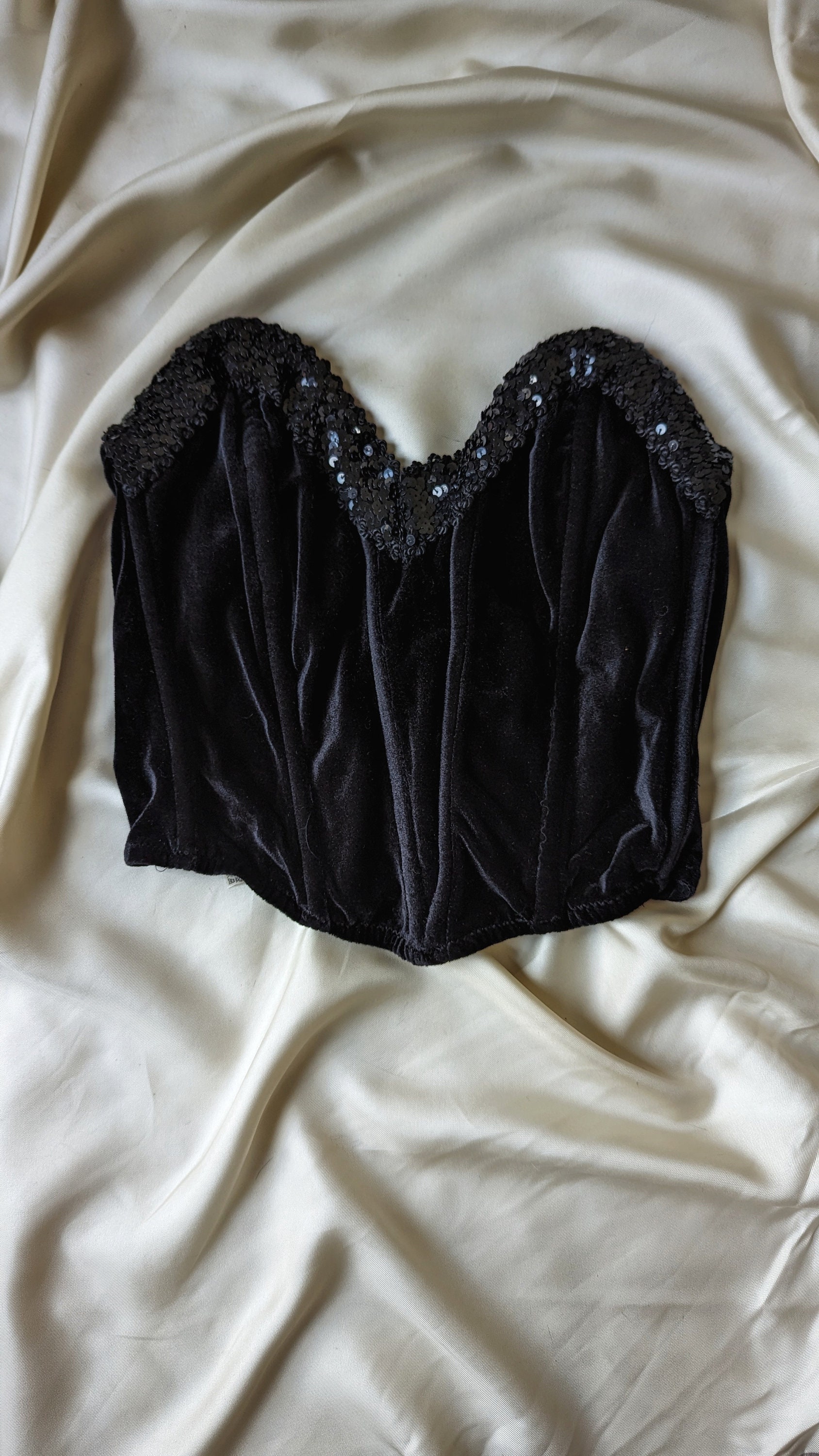 RARE 1980 Velvet Embroidered Sequins Black Bustier Party 34/36. - Etsy