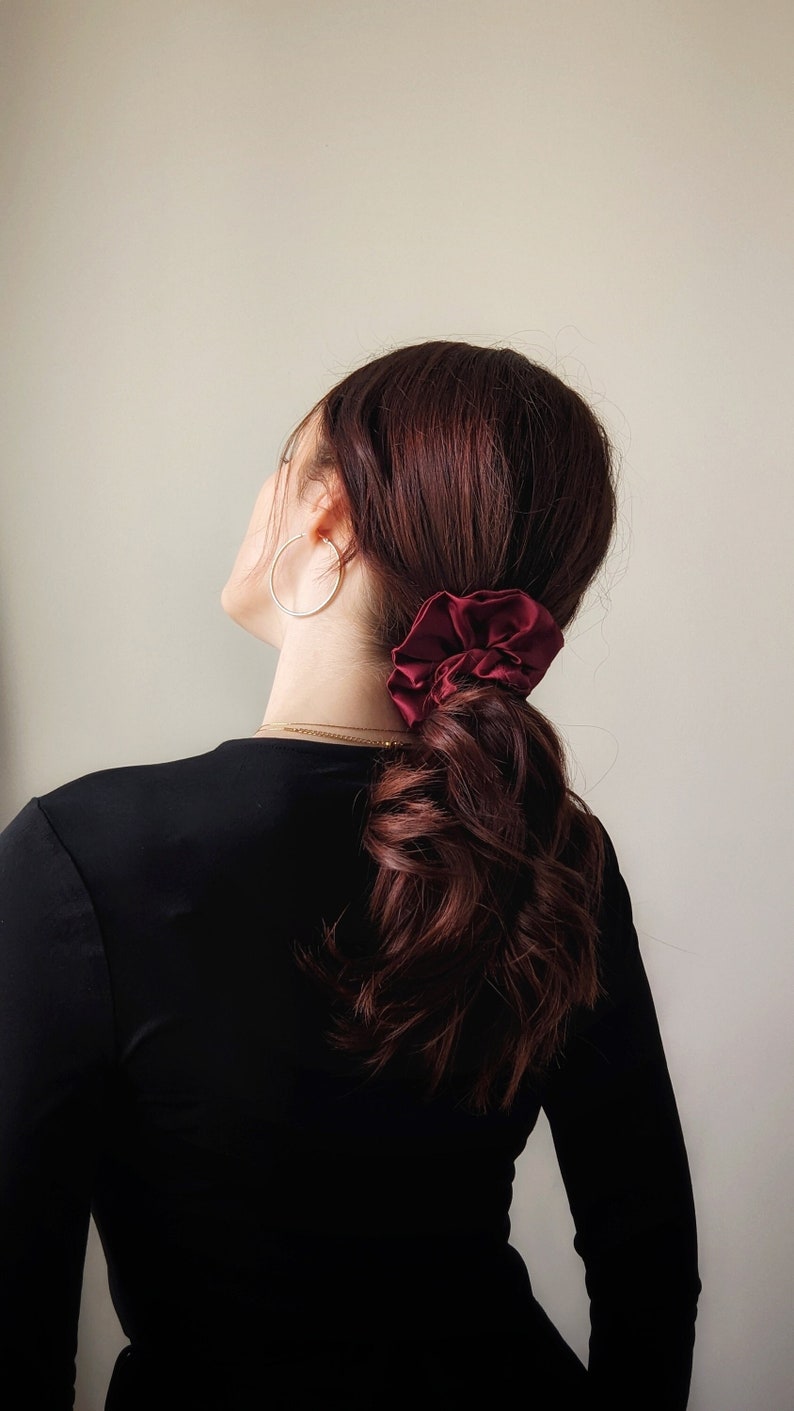 Handmade vintage satin silk vampire blood red cloud scrunchie image 1