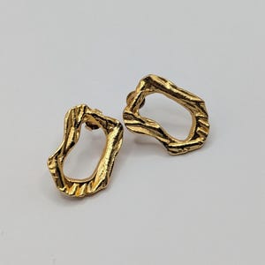 RARE vintage Y2K Dolce Vita french golden metal earrings modernist