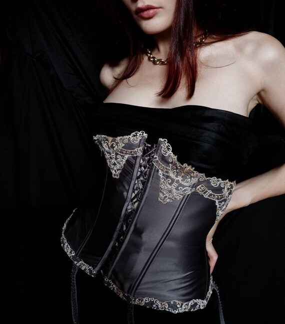 Waist cincher corset french satin lace lingerie