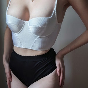 DEADSTOCK rare Malizia La Perla bustier blanc satiné 1990 32 image 7