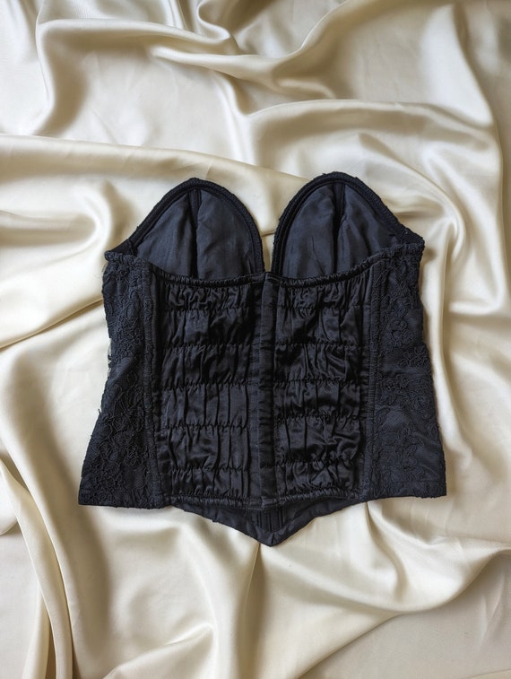 SUPER RARE french silk lace black bustier luxury … - image 9
