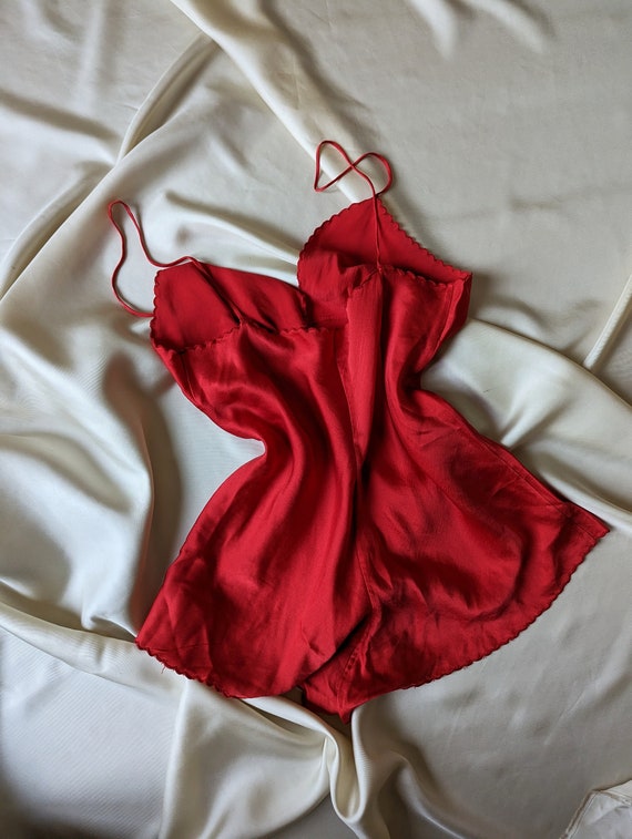 SUPER RARE pure silk passion red vintage body bab… - image 6