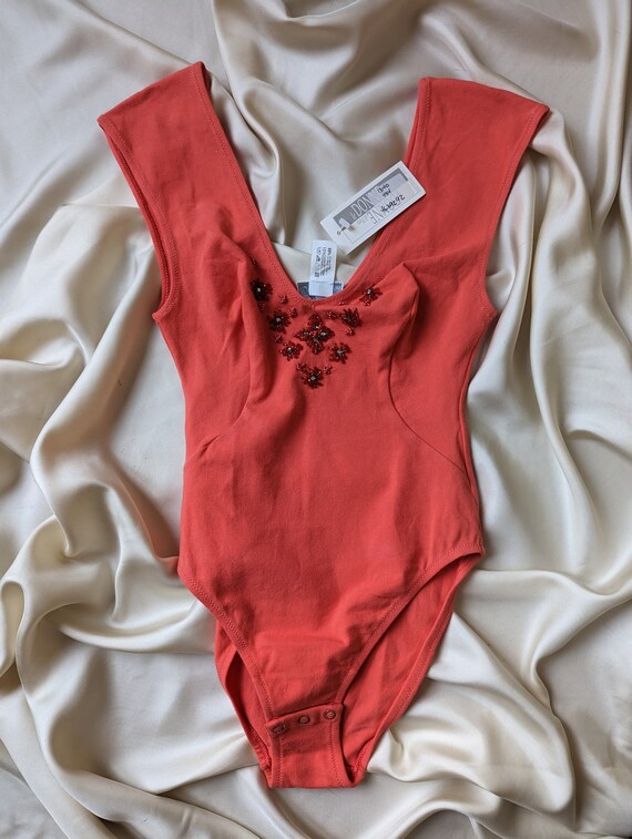 DEADSTOCK Vintage Luxury Le Donne Di Piera Coral Pearls Summer Bodysuit Cotton XS Etsy