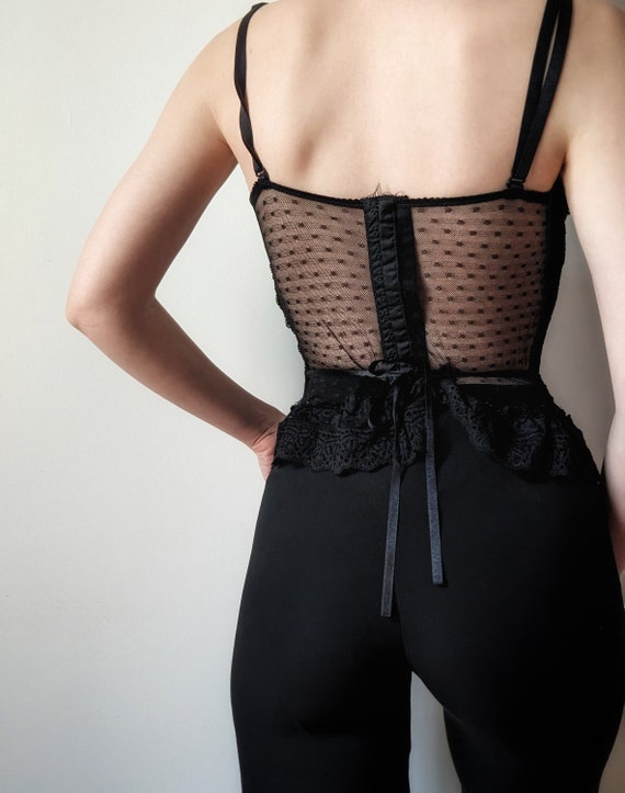 RARE vintage italian designer all black lace rhin… - image 3