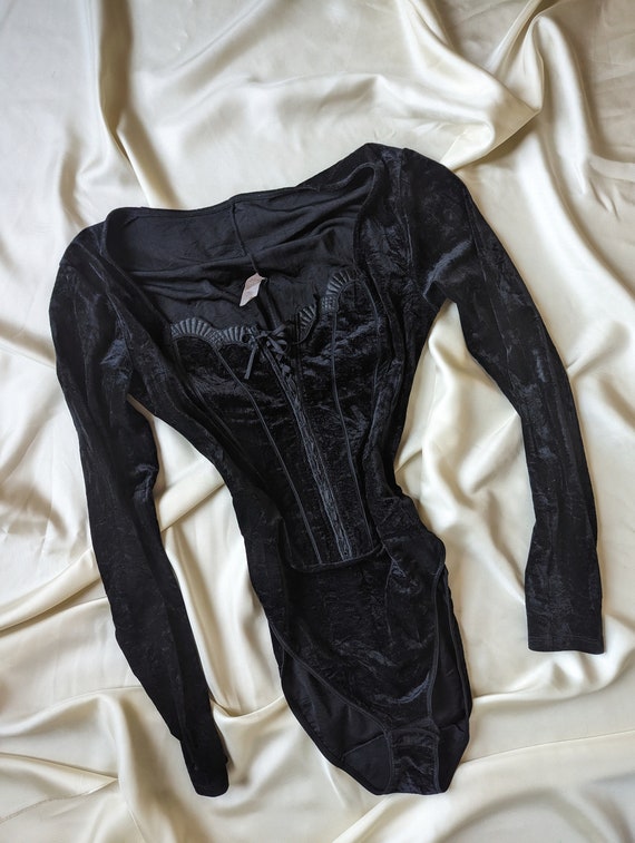 RARE vintage french desgner Lejaby black velvet c… - image 7