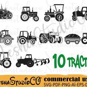 Tractor SVG Bundle,Tractor SVG,Farm Tractor Vector,Tractor Clipart,Tractor Cut Files For Silhouette, Files for Cricut, Svg, Dxf, Png, Eps,