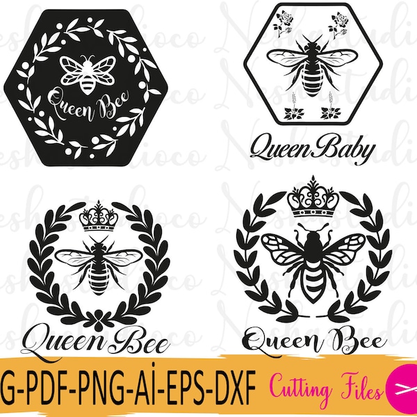 4-Queen bee svg,Queen bee bundle svg,bee svg,boss svg,bee vector,bee quotes,girl power svg,girl boss svg,queen bee vector, png, dxf,eps, svg