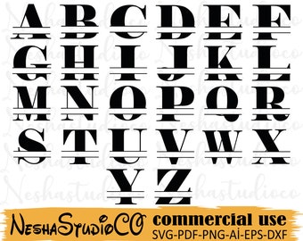 Split Monogram Alphabet Svg,Split Monogram SVG,26 Individual svg CutFiles,monogram svg,monogram png,split monogram wreath svg,alphabet svg