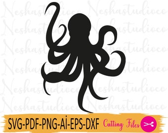 Octopus SVG , Octopus Silhouette, Cut File for Cricut, Octopus Clipart ,Digital Design, Nautical svg, Vector, Ocean svg, Tentacles SVG