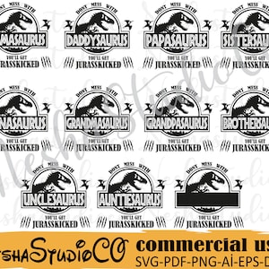 Jurasskicked Family Bundle SVG,Daddysaurus SVG,Jurasskicked svg,Não mexa com Daddysaurus Você receberá Jurasskicked svg,Daddy svg,Mama svg
